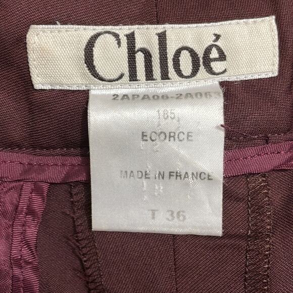 Chloé 100% Wool Brown Straight Leg Trousers - Picture 7 of 8